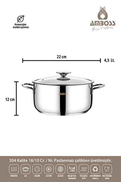 Amboss 16 Pieces Cool Prime Stainless Steel Cookware Set & Steel Storage Container