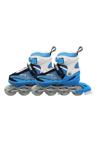 Endless Inline Adjustable Skates | Large Size 39-43 Eur | Blue, White | Flashing Wheels