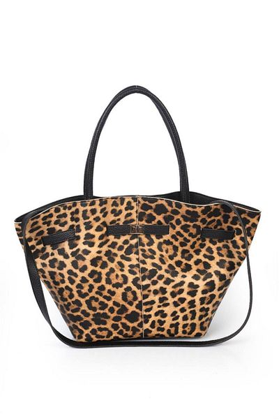chocolatebag Geanta de umar dama model Lio din piele intoarsa cu model leopard