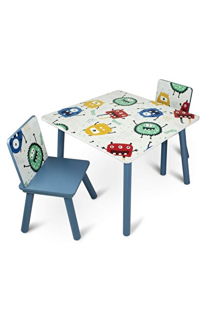 Home Canvas Monster Table and Two chairs set - Multi Color