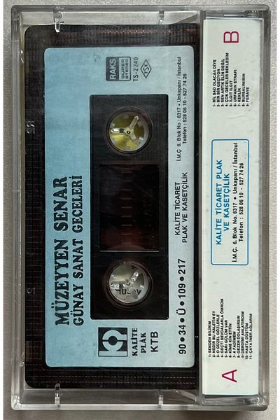 Plakevi İzmir Müzeyyen Senar Günay Art Nights Cassette (Original 1990 Period Paper Printing Cassette)