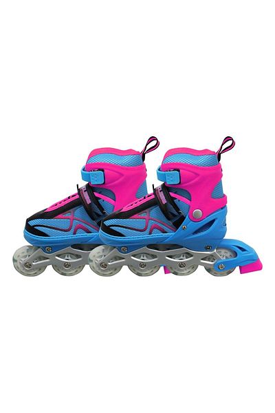 Endless Inline Adjustable Skates | Large Size 39-43 Eur | Pink, Blue | Flashing Wheels