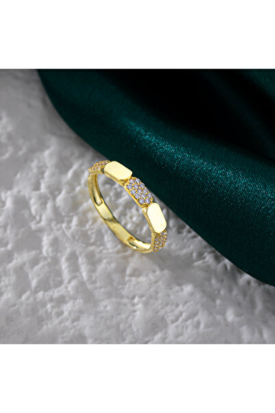 Akgül Silver Taşlı Plakalı Kadın Zarif Alyans Gümüş Yüzük