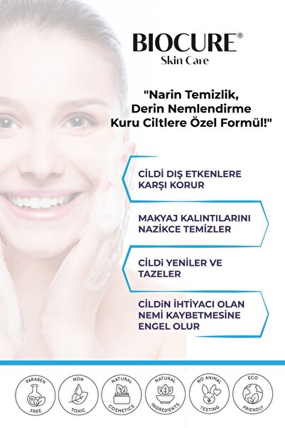 Biocure Yüz Temizleme Jeli Kuru Hassas Ciltler için Derinlemesine Temizleyici 250ml