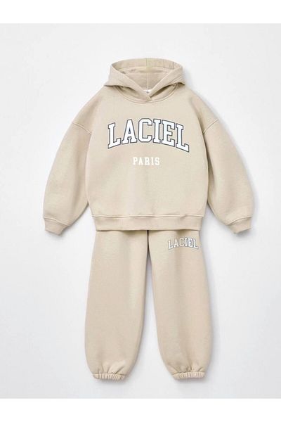 Kamber Kids Unisex Children's Winter Cotton Sweatshirt and Sweatpants Set - 3 Thread Slogans
