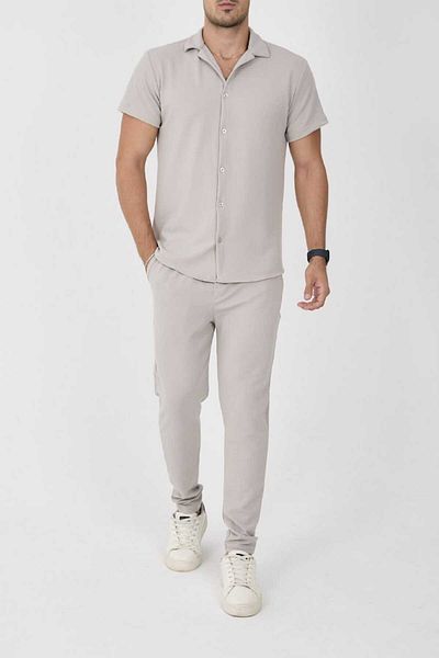 MCZ GİYİM Ανδρικό σετ από ύφασμα κρεπ Slim Fit Bottom-Top