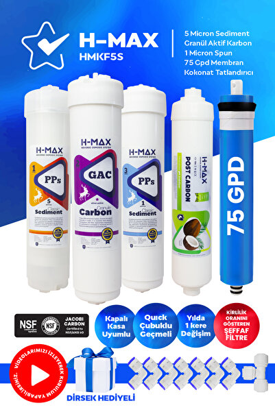 H-MAX Reverse Osmosis System H-max 75 Gpd Membranlı Kapalı Kasa Su Arıtma Cih...
