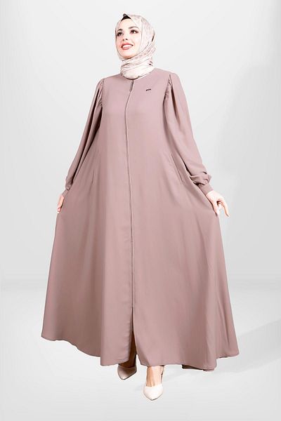 Beyza Dusty Rose έγχρωμο ψεύτικο μανίκι με φερμουάρ Flared Ferace 3904