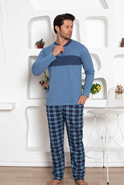 ALİMER Екологічний чоловічий піжамний комплект - Indigo з довгими рукавами з трикотажу 1185uy
