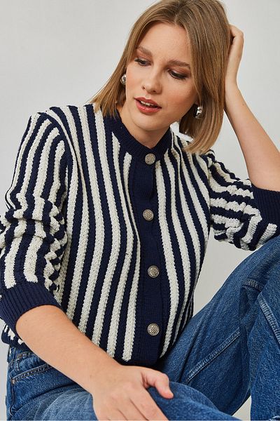 Bianco Lucci Women's Striped Knitwear Cardigan 20246269