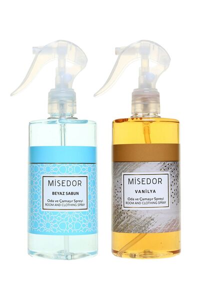 Misedor 2 Li Set Beyaz Sabun Ve Vanilya Oda Kokusu Ve Çamaşır Spreyi 330 ml