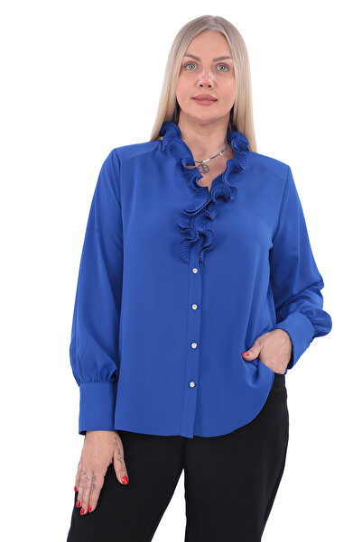 KİFAYET 22427 Yakası Frıfırlı Uzun Kol Jesika Gömlek (R) (A105)