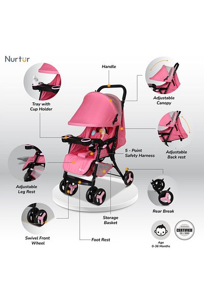 Nurtur Ryder Lightweight Baby Stroller,Pink