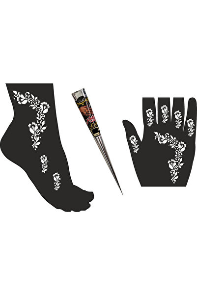 hennadibace Kına Kalıbı (Geçici Dövme Şablonu)+KAHVE Hint Kınası Henna tattoo...