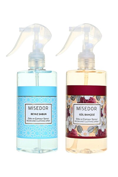 Misedor 2 Li Set Beyaz Sabun Ve Gül Bahçesi Oda Kokusu Ve Çamaşır Spreyi 330 ml
