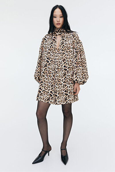 H&M Yakası Bağcıklı Mini Elbise