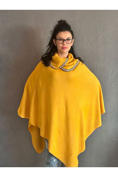 Gönülden Tasarım Ethnic Patterned Thin Velour Women's Ponchoes