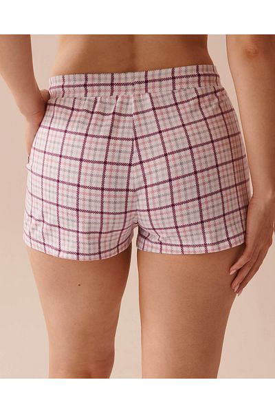 La Vie en Rose Purple Plaid Recycled Fibers Pajama Shorts