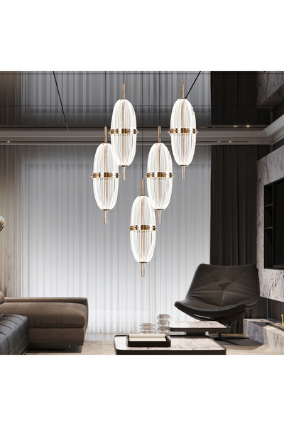 Apliqa Liona 5'li Yuvarlak 50 Watt Gold Krisatlli Modern Salon Oturma Odası S...