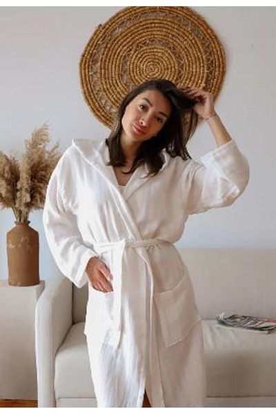 PIRILTI COLLECTION Hooded Muslin Bathrobe