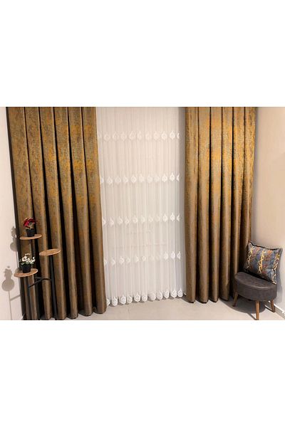 NİVEMESHOME Nivemeshome Pera V-5304 - 1/3 Close Pleated Background Curtain Apm