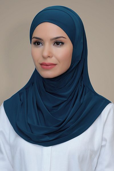 HÜRREM BONE P. Μπλε Πρακτικό έτοιμο κουμπωτό μαντήλι Hijab Sandy Fabric Self Bonnel 1290_17
