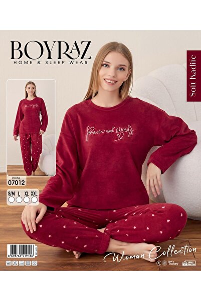 BOYRAZ Kadın Kışlık Bisiklet Yaka Soft Kadife Pijama Takımı 07012 - 1 Adet
