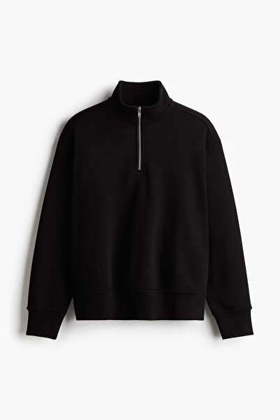 H&M Loose Fit Yarım Fermuarlı Sweatshirt
