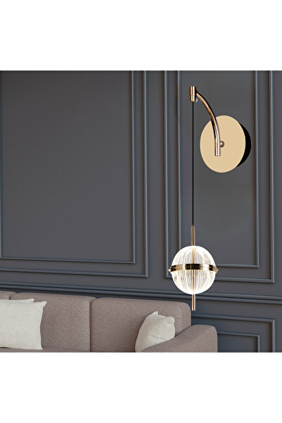 Apliqa Loret 12 Watt Kristalli Gold Modern Yatak Başı Salon Led Aplik