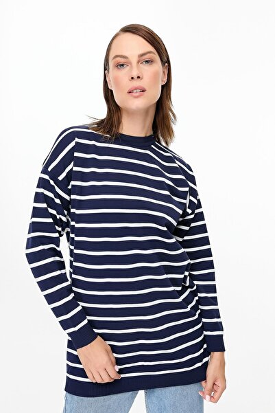 accort Çizgili Basic Triko Tunik-LACI