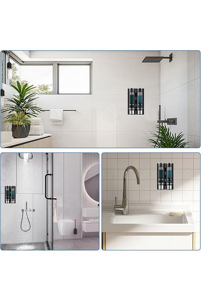 Sea Home 2 Pcs Black Liquid Soap Dispenser Plastic 400ml Shower Gel Shampoo Bottle for Hotels, Bathroom, Kitchen M-52