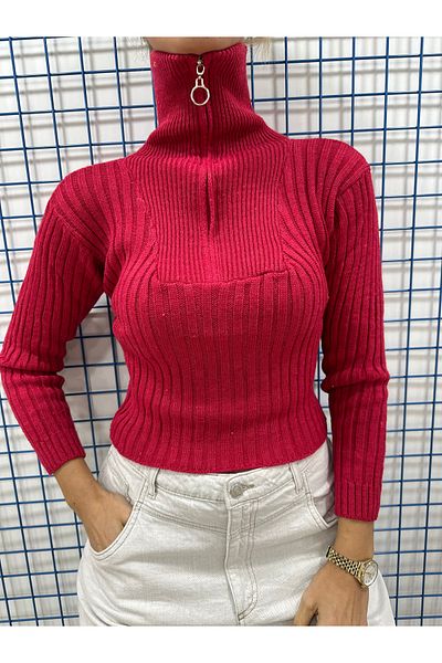 Cherry Butik Crop Sweater with Zipper