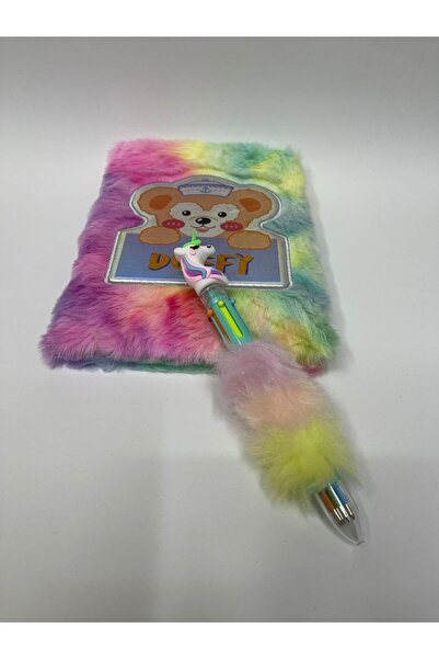 ÇilekKurdu Peluş Defter Ve Peluş 6 Renk Yazabilen Tükenmez Kalem