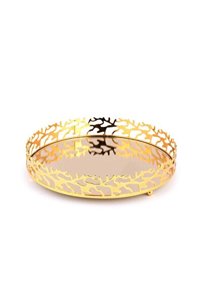 SİNGL Gold Metal Yuvarlak Tepsi Büyük