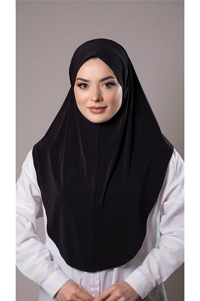 HÜRREM BONE Μαύρο Πρακτικό Έτοιμο Μαντήλι Hijab Sandy Fabric Plain Hijab 2308_01
