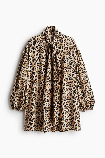 H&M Yakası Bağcıklı Mini Elbise