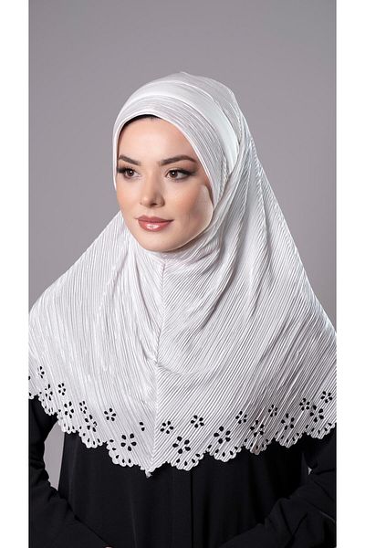 HÜRREM BONE Πρακτική κρέμα μαντήλι Hijab - Ύφασμα Fukuro, Πλισέ μοτίβο λουλουδιών, Laser Cut 1829_40