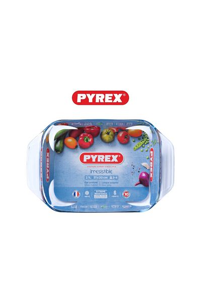 Pyrex محمصة مستطيلة لا تقاوم بسعة 2.1 لتر - أداة أساسية للمطبخ مصنوعة من زجاج البورسليكات متعدد الاستخدامات