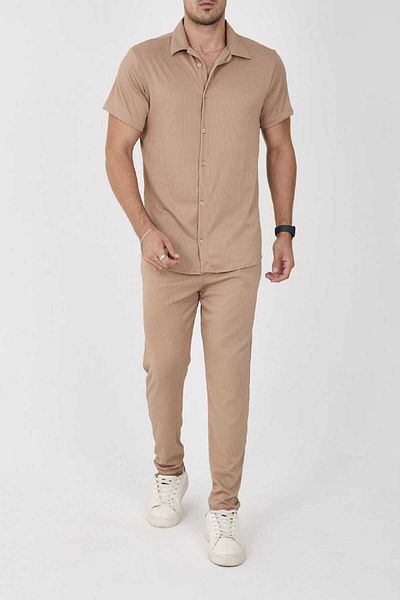 MCZ GİYİM Ανδρικό σετ από ύφασμα Slim Fit Ottoman Bottom-Top