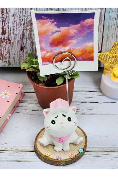 Rota Hediyelik Confused Sad Cat Note Holder Photo Holder Office Desktop Gift