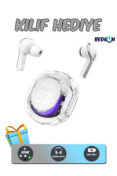 BedrON Bluetooth Pro Kulaklık Tüm Cihazlara Uyumlu Kulakiçi Dijital Göstergel...