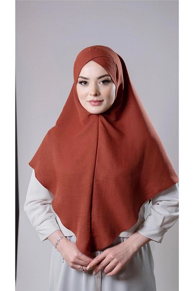 HÜRREM BONE Tan Practical Ready-Made Hijab Κασκόλ Βαμβακερό ύφασμα τζαζ μονής στρώσης σταυρός Hijab 2305_33