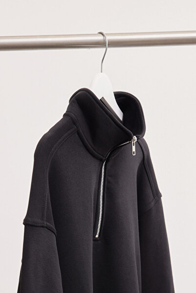 H&M Loose Fit Yarım Fermuarlı Sweatshirt