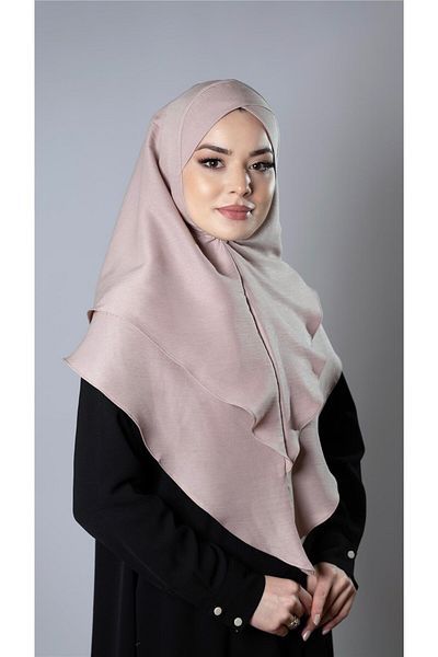 HÜRREM BONE Μπεζ Πρακτικό έτοιμο στο χέρι μαντήλι Hijab Βαμβακερό ύφασμα τζαζ διπλής στρώσης σταυρός Hijab 2304_12