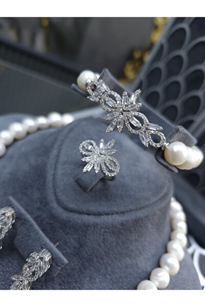 AKYILDIZ İNCI SET TAKIM 925 AYAR GÜMÜŞ SET