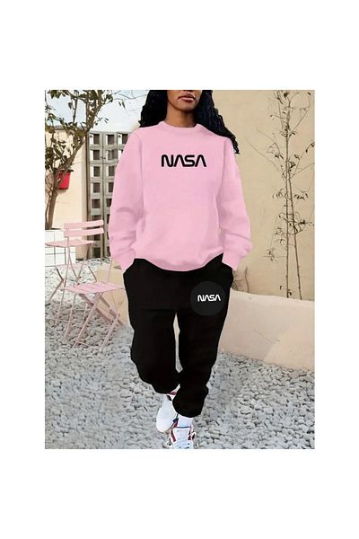 YOHO SPORT Nasa Printed Unisex Winter Tracksuit Set - Thick Cotton Sweatshirt and Sweatpants Set of 2