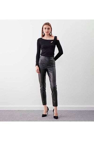 NEWLAKER Upright Pilot Raised Faux Leather Trousers
