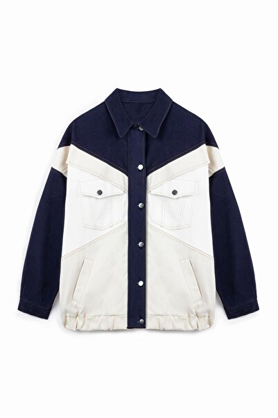 KASSEL Patchwork Detaylı Tasarım Ceket Mavi