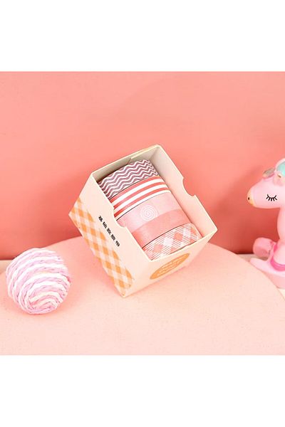 Limmy Vintage Washi Tape with Geometric Pattern - Set of 5 Printed Masking Paper N3