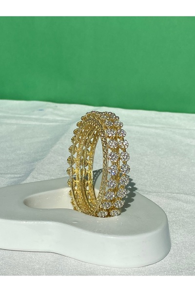 Home Kristal Detaylı Şık Altın Renkli Hint Bilezikler